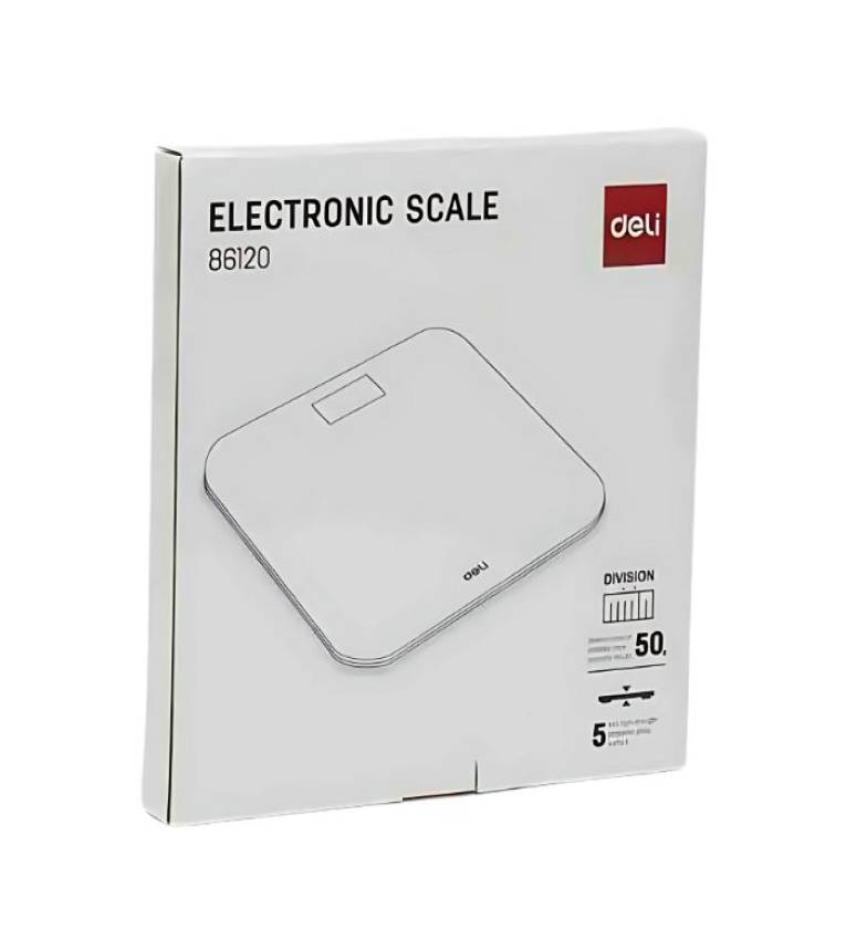 Deli 86120 Balance électronique à surface en verre, Avec une capacité max de 150kg